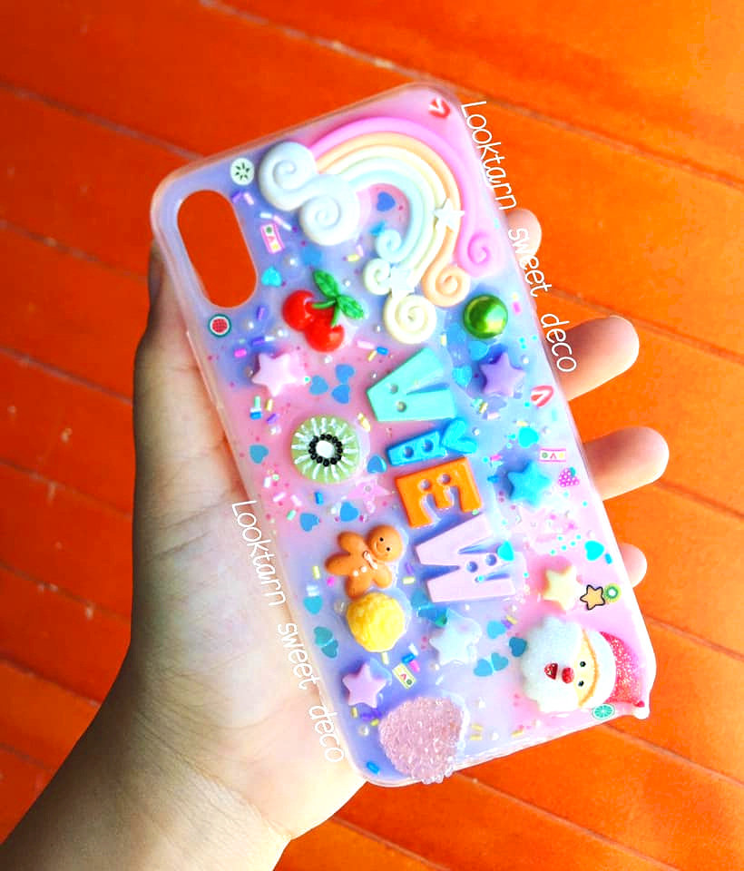 เคสเรซิ่นสั่งทำสีชมพู ขาว ฟ้า พาสเทล