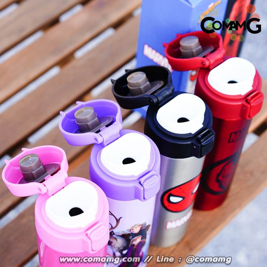 กระติกน้ำเด็ก กระติกน้ำสแตนเลส เก็บอุณหภูมิร้อน-เย็น ลายการ์ตูนลิขสิทธิ์แท้ รุ่น0818