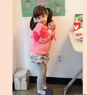 PS30282 พร้อมส่งเลคกิ้งเด็กแบบกระโปรงสีเทา สองชั้นน่ารัก