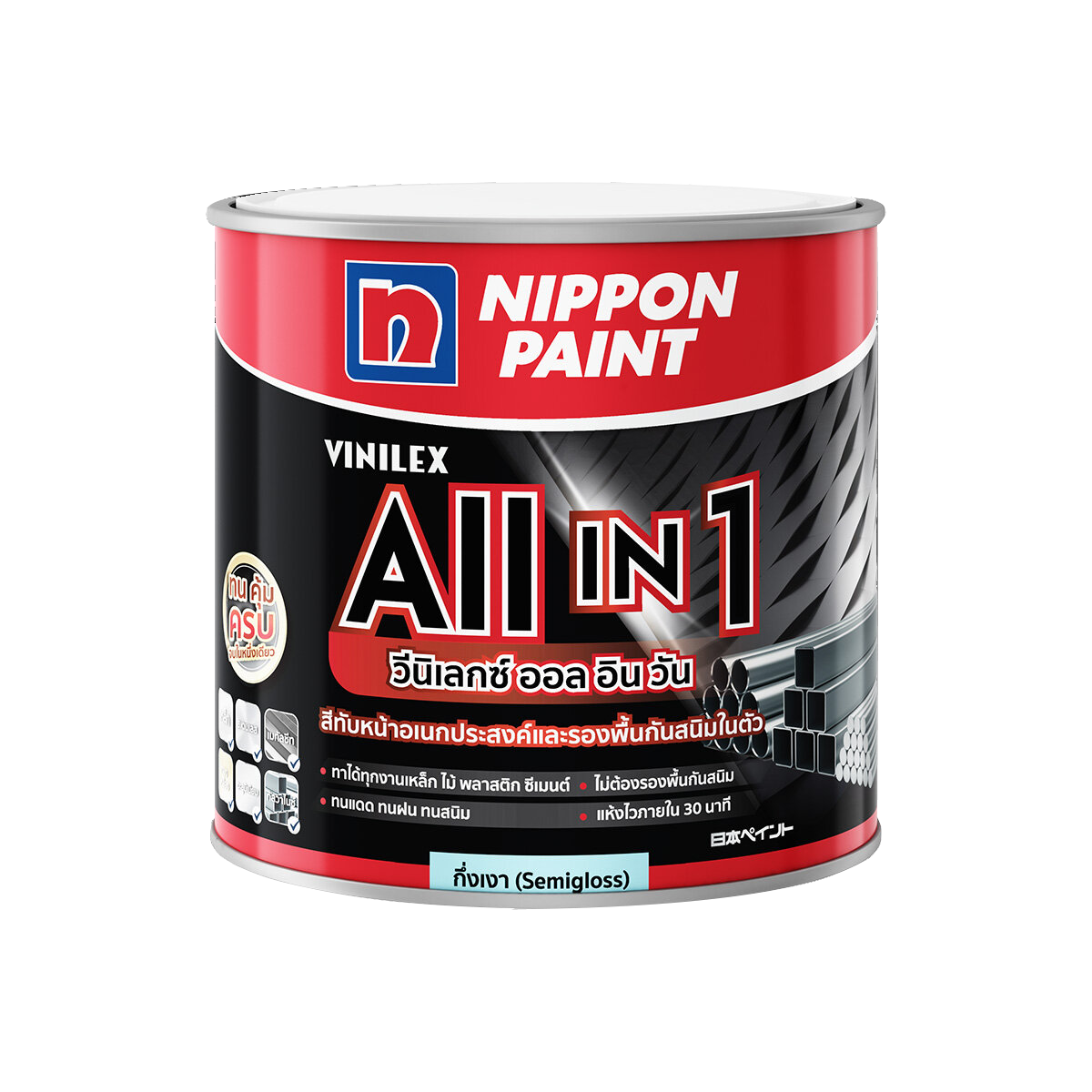 Nippon สีน้ำมัน วีนิเลกซ์ ออลอินวัน ชนิดกึ่งเงา ขนาด 1กล S001 Red Semigloss
