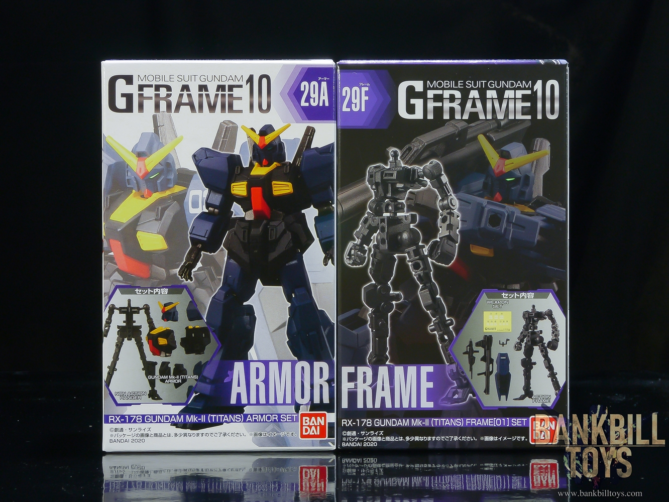 กันดั้ม Bandai Candy Toy Mobile Suit Gundam G Frame 10 No.29A RX-178 Gundam Mk-II [Titans] Armor Set + No.29F Frame[01] Set (เซ็ตคู่ 2 กล่อง)