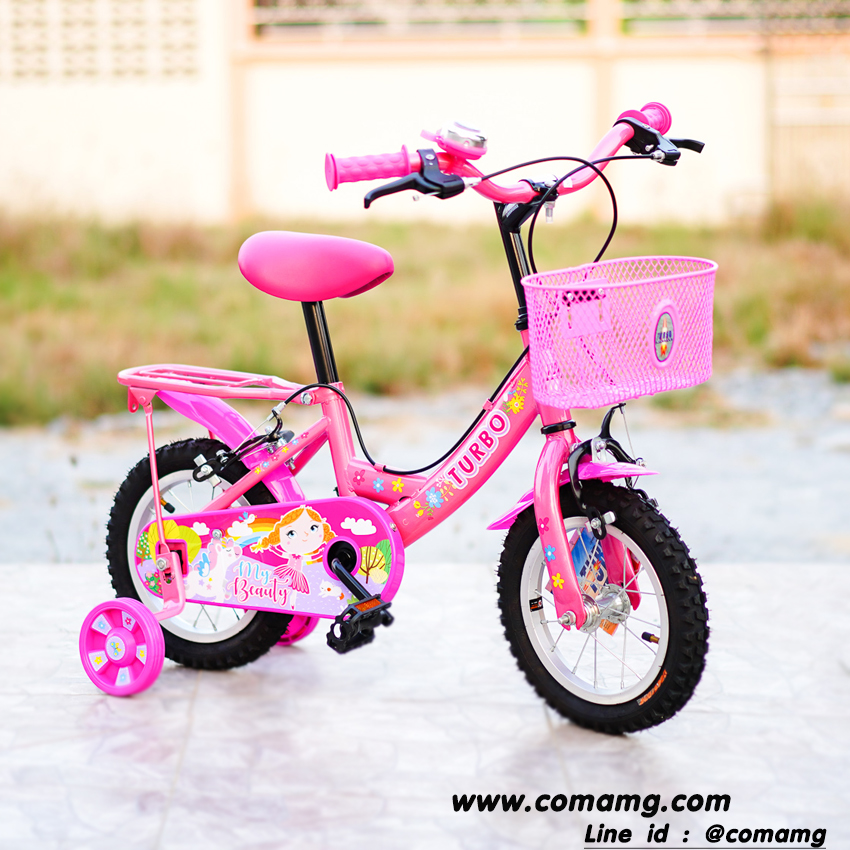 จักรยานเด็ก 12นิ้ว จักรยานTurbo จักรยานเด็กผู้หญิง สีชมพู ของใหม่