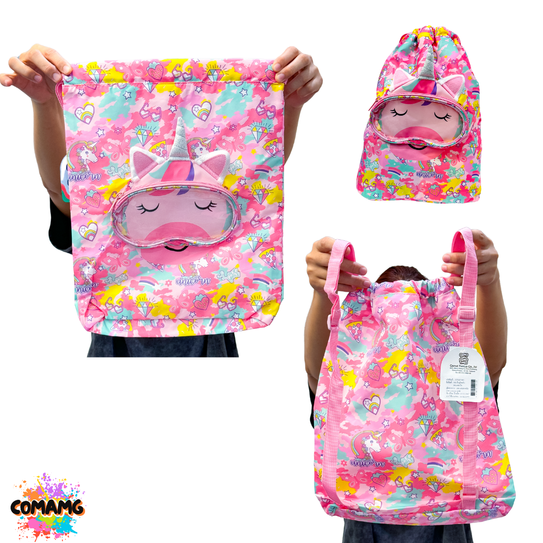 กระเป๋าใส่ชุดว่ายน้ำเด็ก ลายSHARK ATTACK UNICORN สามารถแยกส่วนเปียกและแห้งได้ พร้อมส่ง