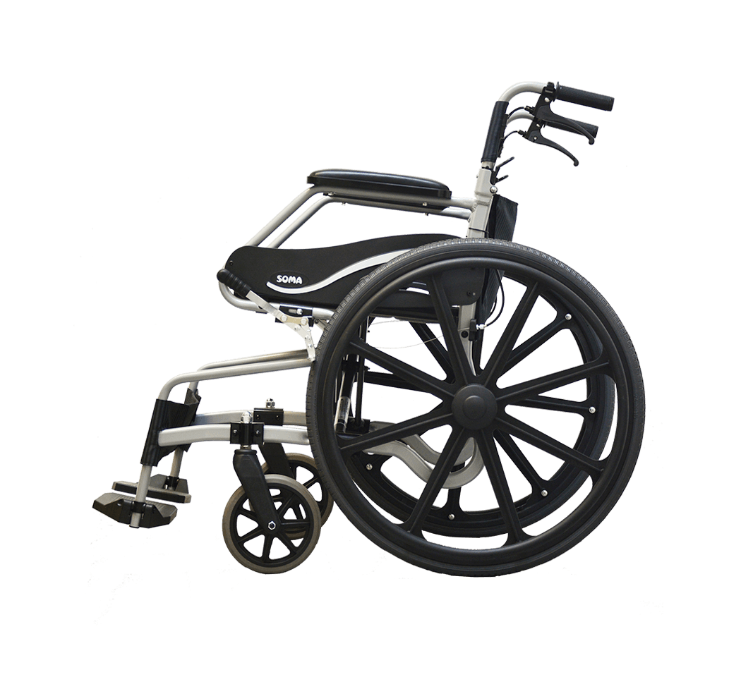รถเข็นอลูมินัมอัลลอยด์โซม่า SOMA รุ่น SM 150.3 F24 (WheelChair SOMA 150.3 F24) ล้อหลังใหญ่ น้ำหนักเบา แข็งแรงทนทาน ของแท้ รับประกันศูนย์ไทย 1 ปี