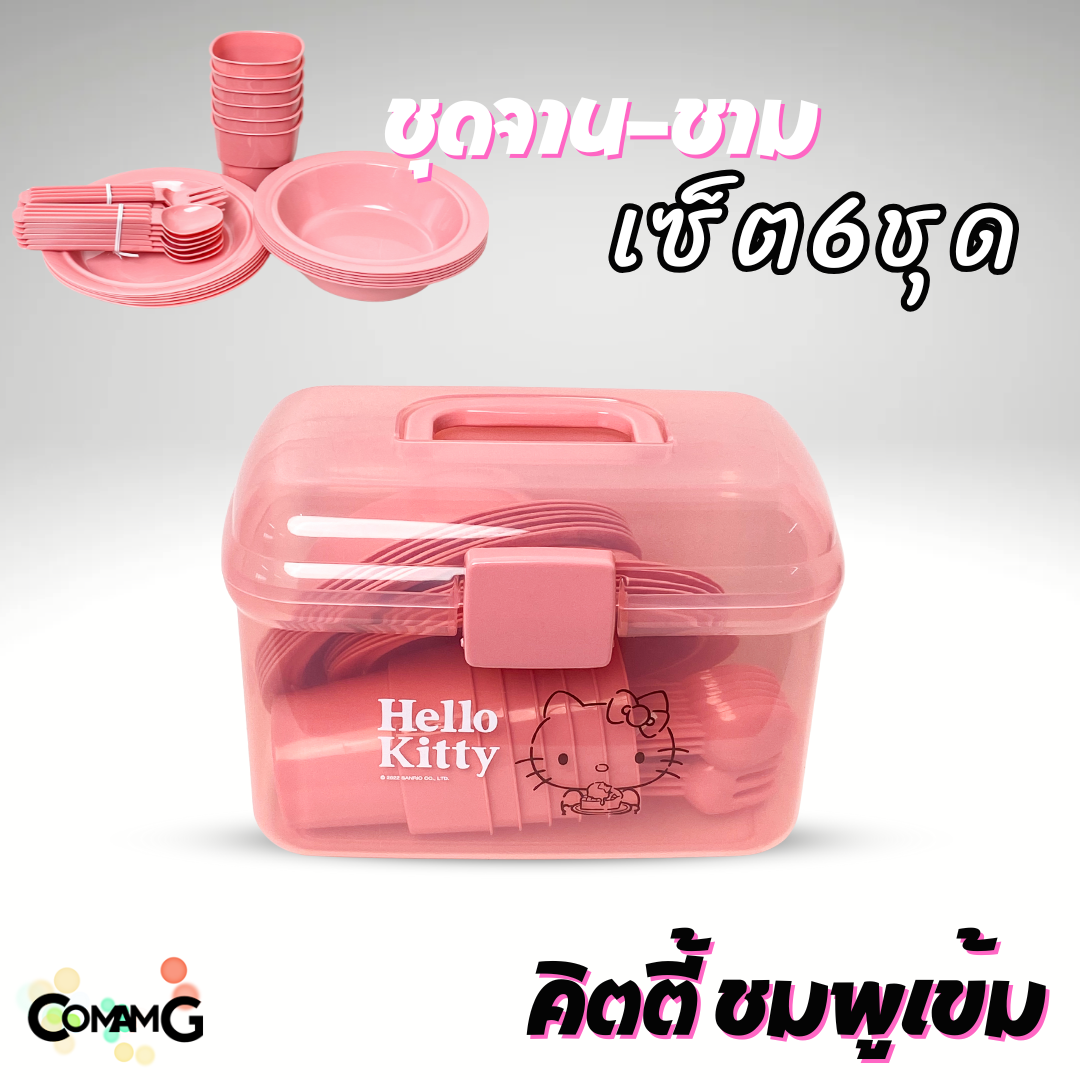 ชุดเซ็ตปิกนิค จาน ชาม แก้ว ช้อน ส้อม 6ชุด พร้อมกล่องใส่หูหิ้วพกพา ลายการ์ตูน พร้อมส่ง