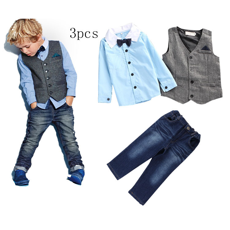 Bset01031 ชุดออกงานเด็กชาย(4ชิ้น) เสื้อกั๊ก+เสื้อเชิ้ตสีฟ้า+หูกะต่าย+กางเกงยีนส์ กางเกงเอวยืด ดูขนาดวัดจริงจากรายละเอียดสินค้า