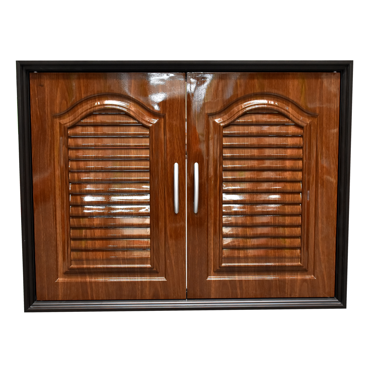 POLYWOOD ชุดบานซิงค์คู่รุ่น SILVER II ลายไม้ขนาด 85.5x65.5 ซม.(รวมวงกบ)