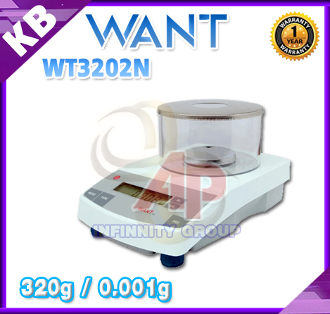 เครื่องชั่งความละเอียดสูง 320g ตาชั่งละเอียดสูง 320 กรัม เครื่องชั่งน้ำหนัก320g ตาชั่ง320g เครื่องชั่งอิเล็กทรอนิกส์320g ละเอียด0.001g WANT รุ่น WT3203N พร้อมอุปกรณ์ครอบชุด