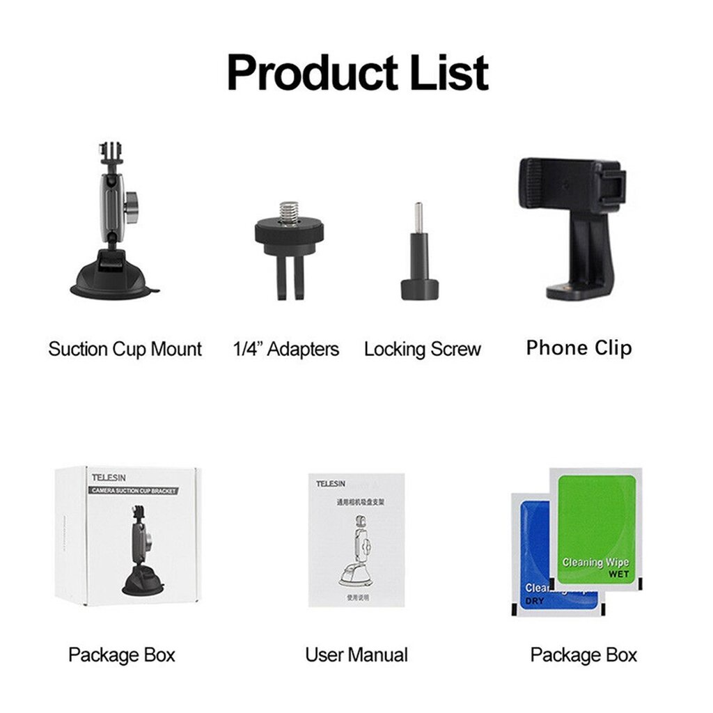 Telesin Telesin หมุนได้ 360 Suction Cup Car Mount Holder Flexible ใช้กับกล้องได้ มือถือได้ for GoPro / SJCAM / Xiaomi...