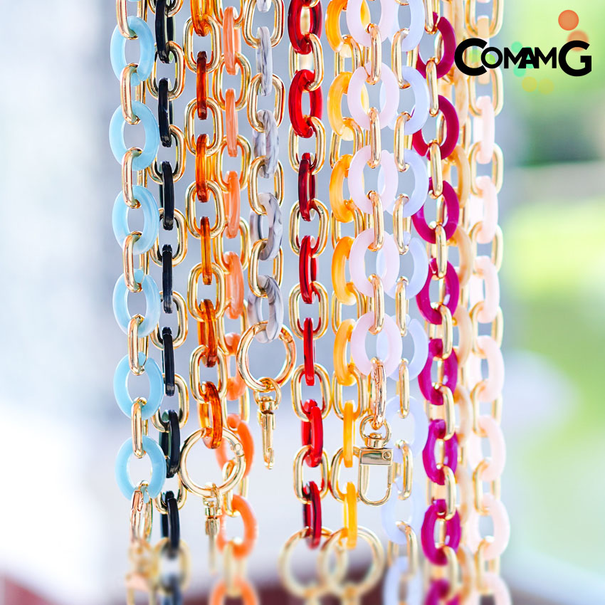 สายกระเป๋าอะคริลิค ลายหินอ่อน ทรงวงรี สายกระเป๋าสั้นสะพายไหล่ ยาว60ซม สินค้าพร้อมส่ง