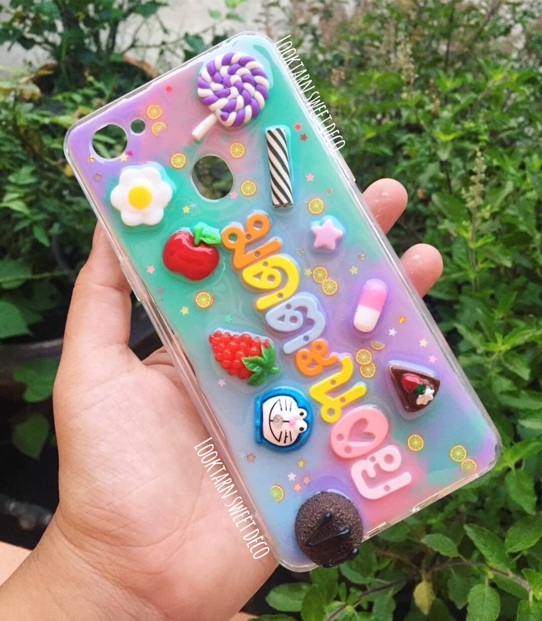 เคสสีชมพู ม่วง ฟ้า เขียว อักษรคละสี