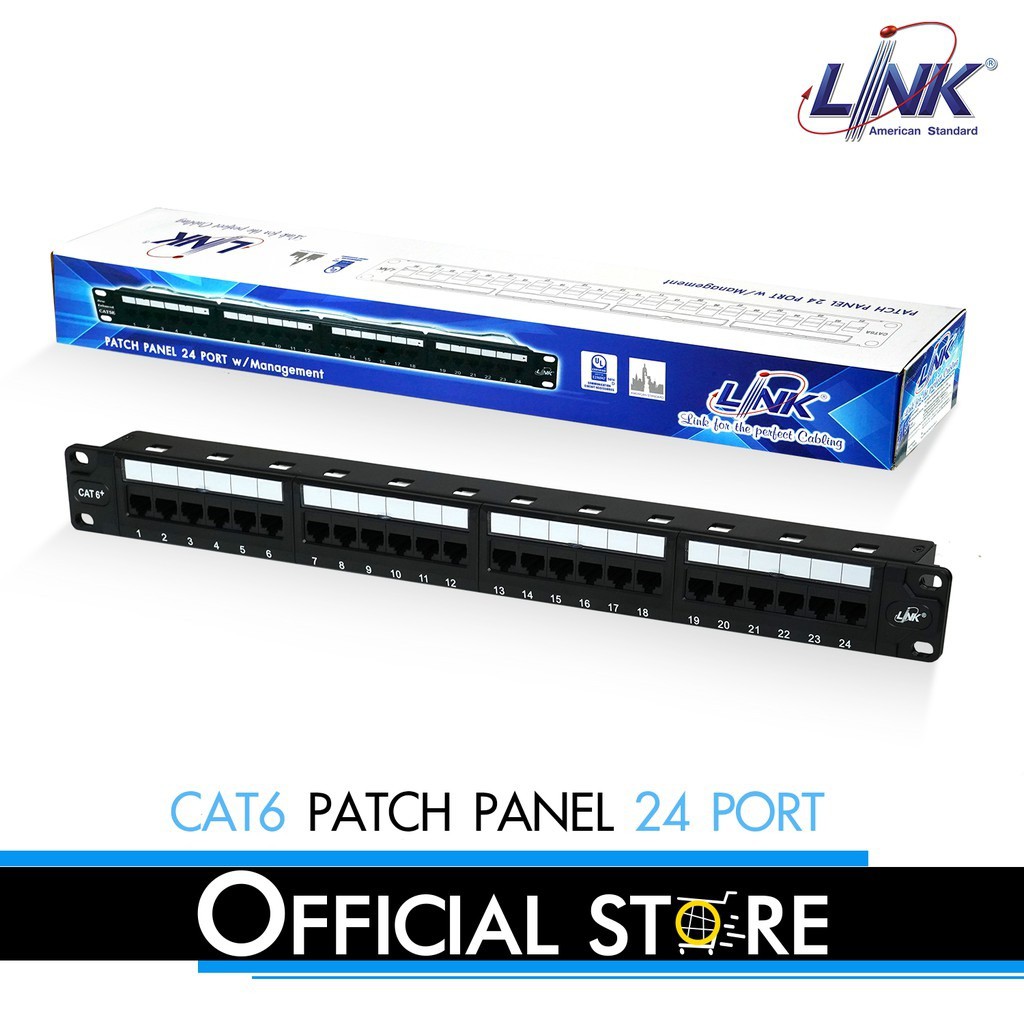 Cat6 Patch Panel 24 port (1U) ,SLIM w/Cable Management