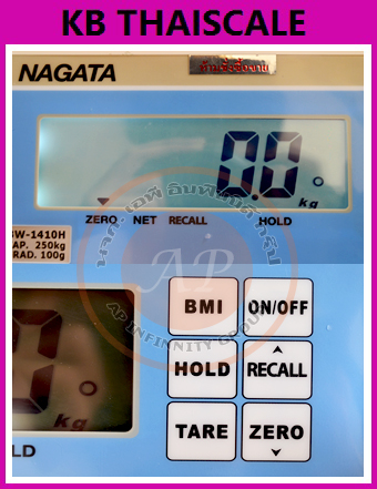 ตาชั่งน้ำหนักคน เครื่องชั่งน้ำหนักบุคคล เครื่องชั่งดิจิตอลพร้อมชุดวัดส่วนสูงพร้อม BMI คำนวณค่าดัชนีมวลกาย (Body Mass Index) พิกัดกำลัง 250 kg และชุดวัดส่วนสูง 77 - 210 cm NAGATA รุ่น BW-1410H