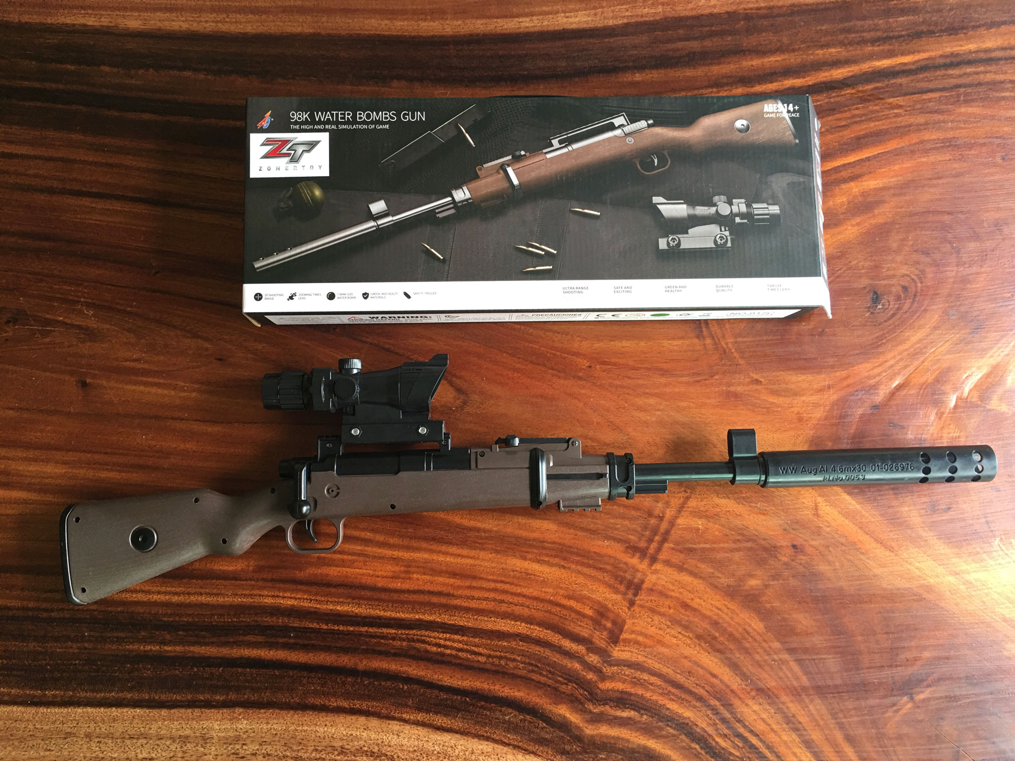 ปืนของเล่น ปืนอัดลมยิงกระสุนเจล ชักยิงทีละนัด พร้อมกล้องสโคปปืนซูมได้ 98K