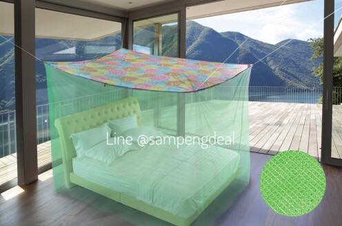 มุ้งหลังคาพิมพ์ลาย6ฟุต ดูสีเพิ่มด้านใน