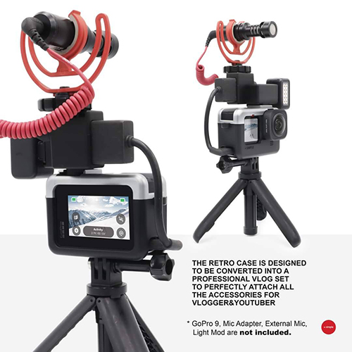 GoPro 11 / 10 / 9 Case 6 in 1 เคสกล้องโกโปร สไตล์เรโทร สำหรับ ถ่าย Vlog หรือท่องเที่ยว สีเงิน