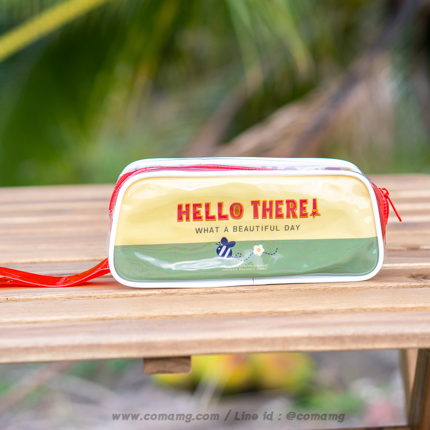 กระเป๋าใส่เครื่องเขียนPVC ลายหมีพูห์ ทรงสี่เหลี่ยมคางหมู