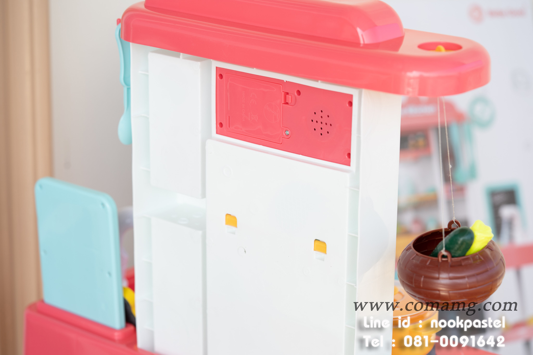 โต๊ะครัวสีชมพูพร้อมอุปกรณ์ 43 ชิ้น น้ำไหลได้จริง (เตาแก๊สมีไอน้ำ)