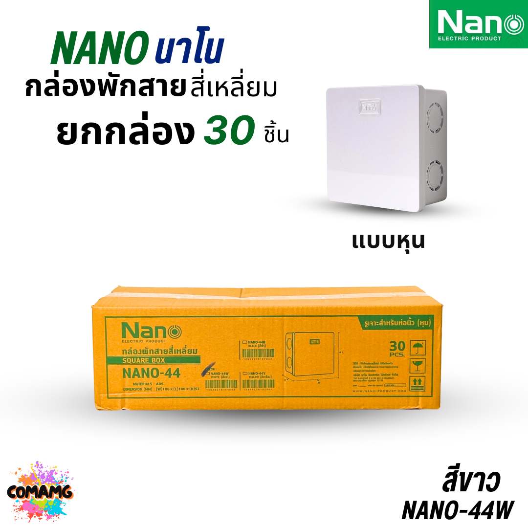 (ยกกล่อง) NANO กล่องพักสายแบบมิล แบบหุน NANO-24 2x4 สีขาว สีดำ / NANO-44W 4x4 สีขาว สีดำ พร้อมส่ง