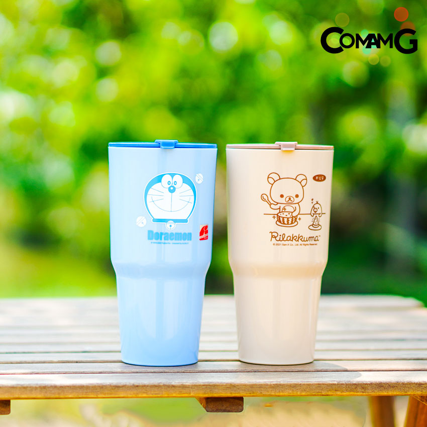 แก้วน้ำพลาสติกลายน่ารักพร้อมกระเป๋า พร้อมกระเป๋ามีฝาปิด แก้วพลาสติก ลายการ์ตูนลิขสิทธิ์แท้