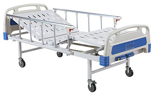 เตียงผู้ป่วยมือหมุน 2 ไกร์ หัว-ท้าย ABS ราวสไลด์ (Manual Hospital Bed) + แถมพิเศษ ฟูกที่นอน 4 ตอน