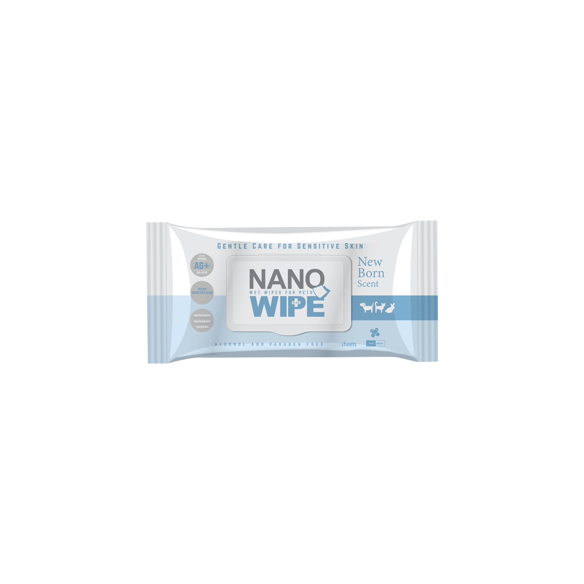 NANO WIPE ผ้าเปียกทำความสะอาด สําหรับสัตว์เลี้ยง 20 และ 80 แผ่น
