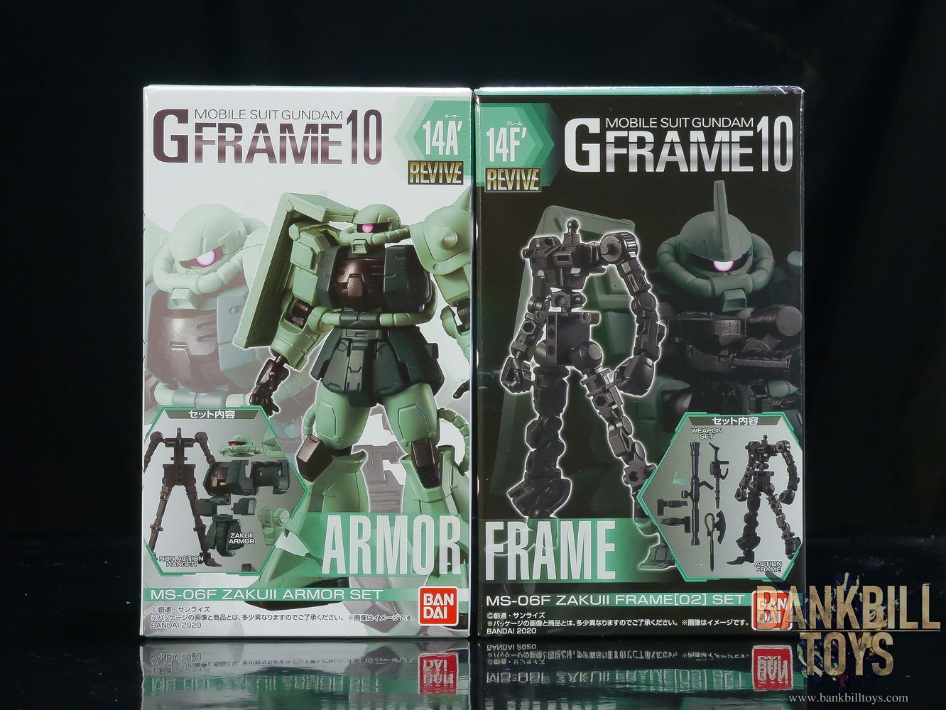 กันดั้ม Bandai Candy Toy Mobile Suit Gundam G Frame 10 No14A' Revive MS-06F Zaku II Armor Set + No.14F' Revive Frame[02] Set (เซ็ตคู่ 2 กล่อง)