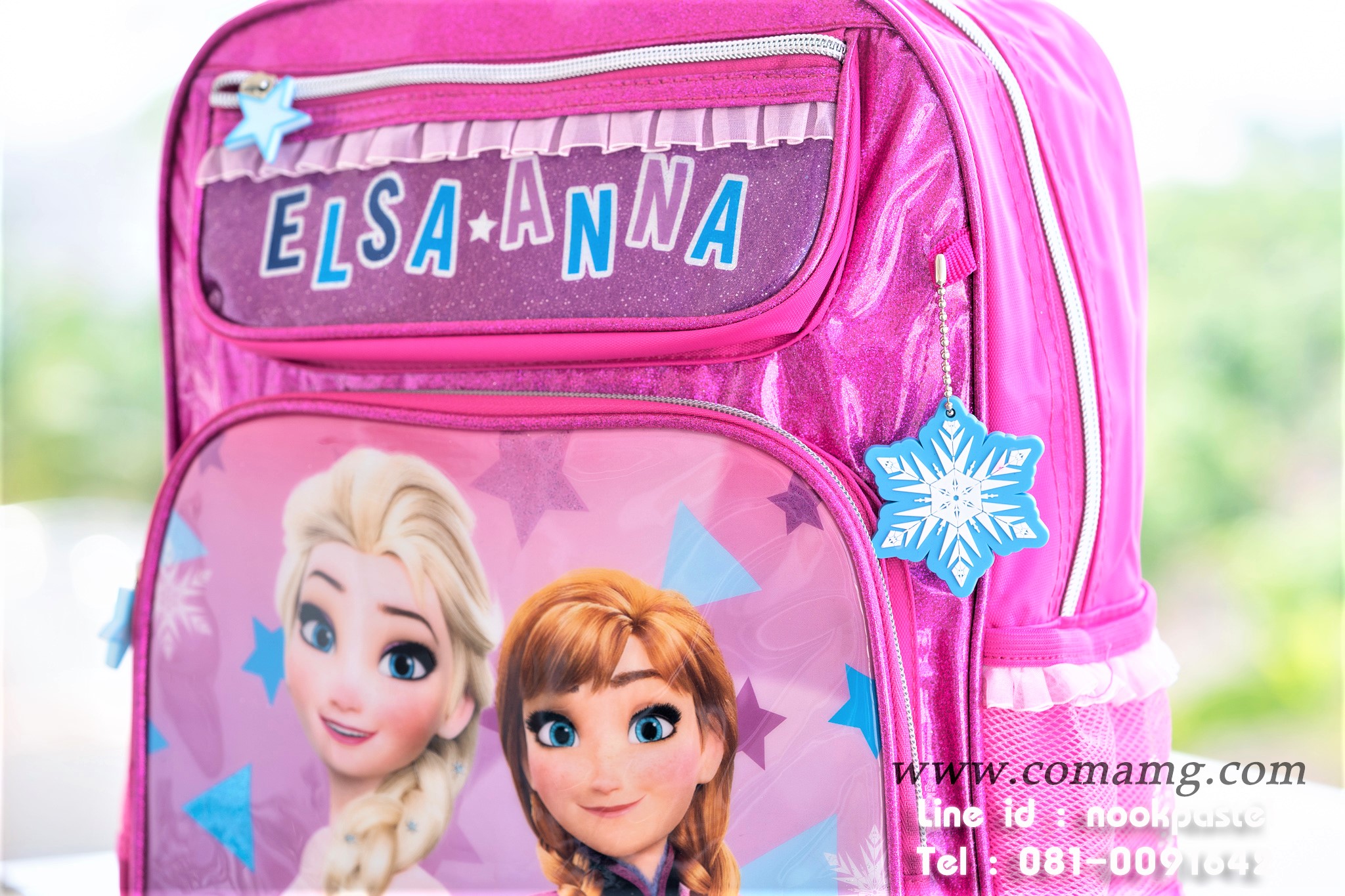 กระเป๋าเป้สะพายหลังเอลซ่าอันนา (Frozen) สีชมพูกลิตเตอร์ ลิขสิทธิ์แท้ 14นิ้ว