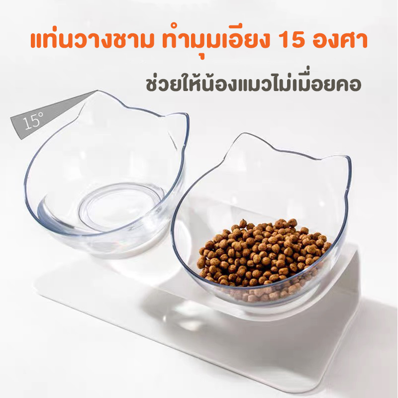 ชุดชามให้อาหารแมว แบบเอียง 15 องศา