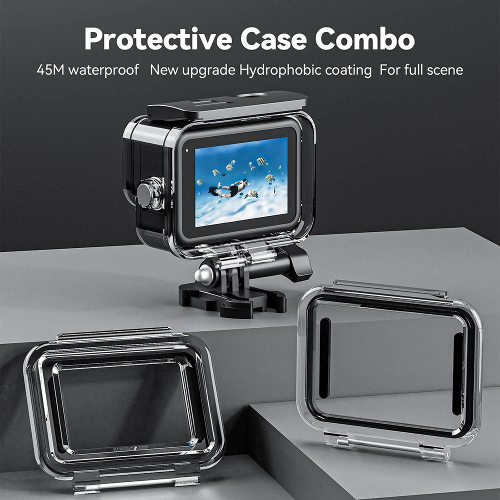 GoPro 11 / 10 / 9 Telesin Protective Waterproof Case Combo + Skeleton Backdoor เคสกันน้ำ คุณภาพดี จอหน้ากันน้ำเกาะ