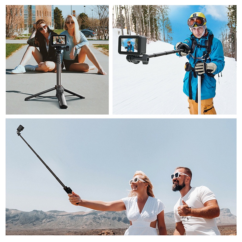 GoPro 11 / 10 / 9 / Max / Mobile Telesin 2 in 1 Vlog Selfie Stick - 0.7 m with Remote control ไม้รีโมทคอนโทรล+ขาตั้ง รีโมทบลูทูธ