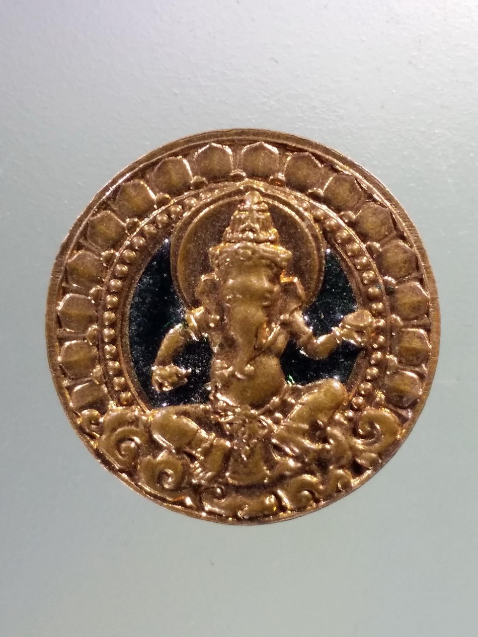 Antig Pim 342 เหรียญทองแดงลงยา พระเทวราชโพธิสัตว์จตุคามรามเทพ - พระพิฆเณศวรเทพเจ้าแห่งความสำเร็จ รุ่น มงคลทรัพย์แสนล้าน