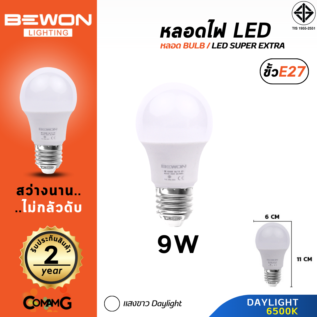 Bewon หลอดไฟ LED BULB ขั้ว E27 ขนาด 3W 5W 7W 9W 12W 15W 18W แสง Daylight Warmwhite