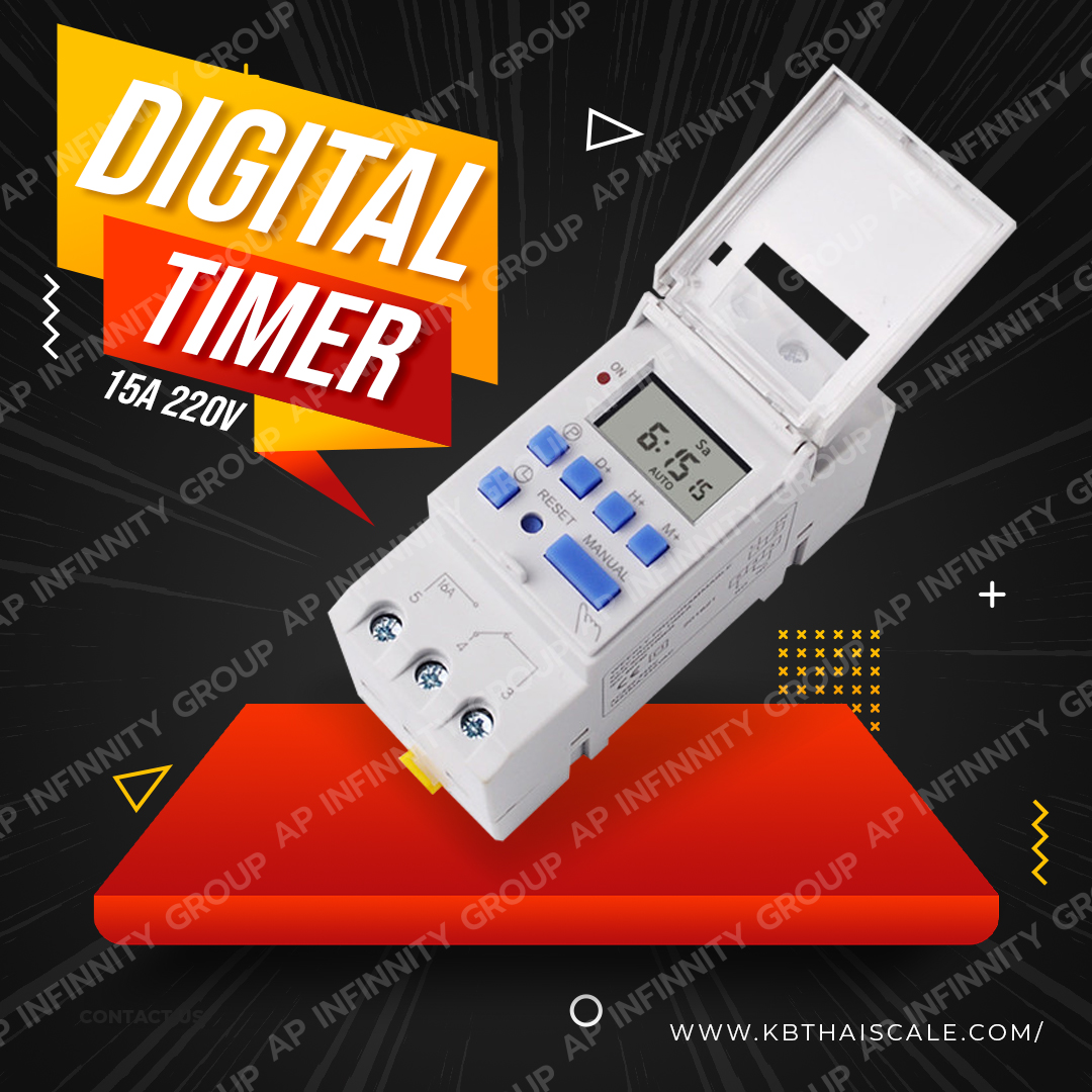 เครื่องตั้งเวลาดิจิตอล ตัวตั้งเวลา รายวัน รายสัปดาห์ ทามเมอร์ตั้งเวลา Digital timer ติดตั้งแบบ Din Rail 15A AC220Vมีแบตเตอรี่ lithium และรีเลย์ ในตัว