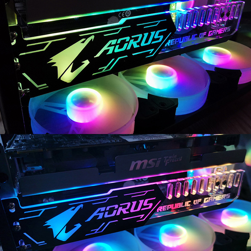 ที่ค้ำการ์ดจอ แบบไฟออโต้ อคริลิค ลาย Aorus ยี่ห้อ coolmoon