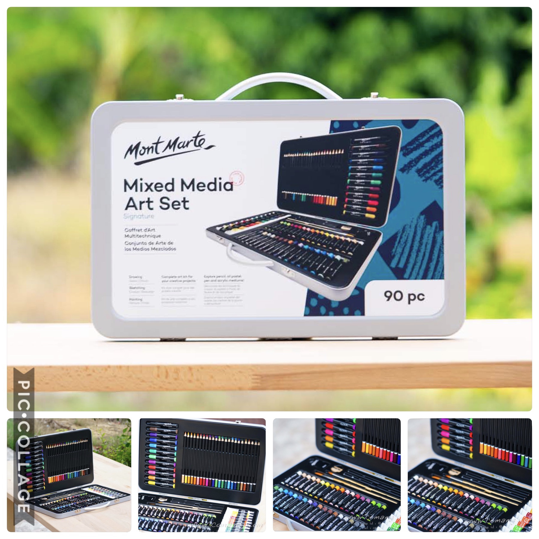 ชุดสี Mont Marte กระเป๋ากล่องเหล็ก อุปกรณ์วาดรูป 90 ชิ้น สีอะคริลิค ชอล์คน้ำมัน สีไม้ เมจิก พร้อมพู่กัน และอุปกรณ์วาดเขียน