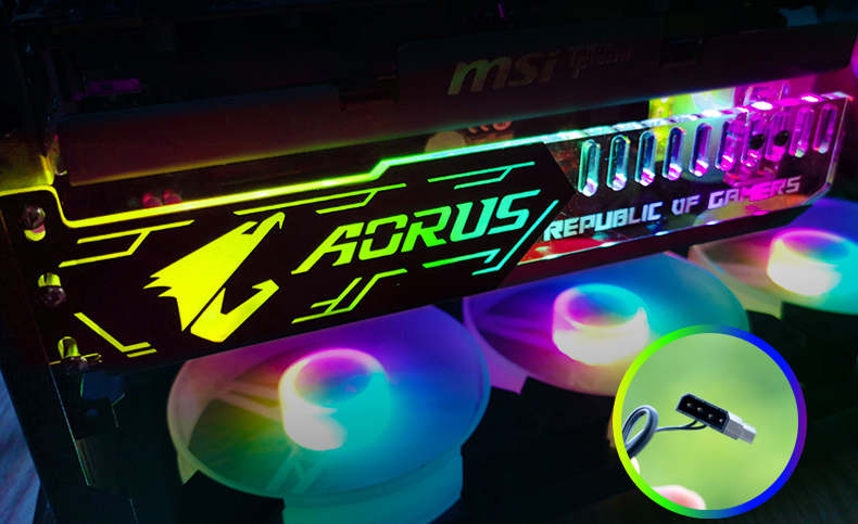 ที่ค้ำการ์ดจอ แบบไฟออโต้ อคริลิค ลาย Aorus ยี่ห้อ coolmoon