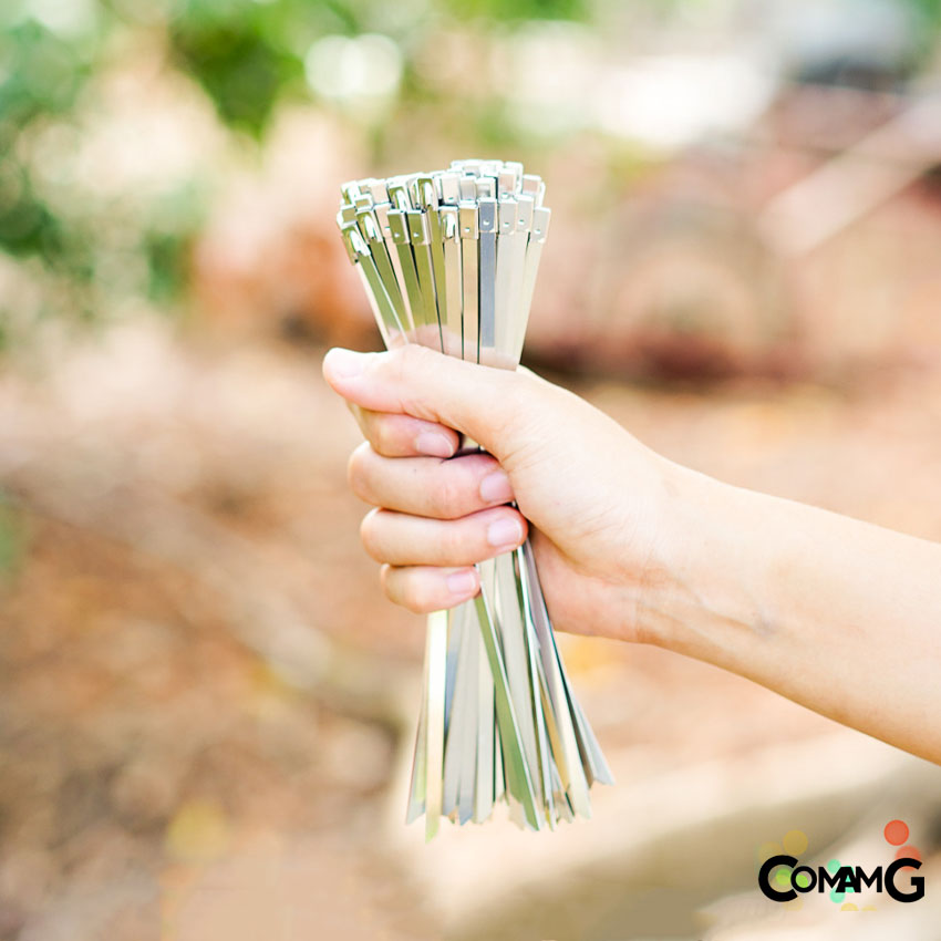 เคเบิ้ลไทร์ สแตนเลส สายรัดสแตนเลส Cable Tie ขนาดกว้าง4.6mm มีความยาว6-12นิ้วให้เลือก ถุงละ50ชิ้น Stainless