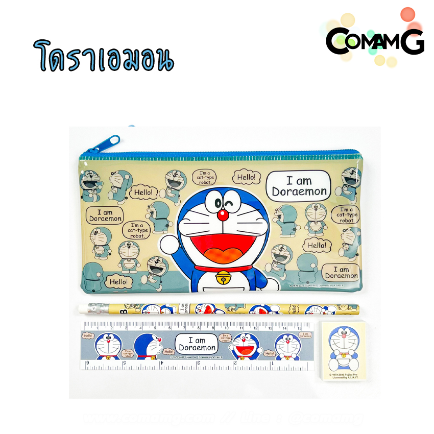 กระเป๋าดินสอ+ดินสอ+ยางลบ ไม้บรรทัด ชุดเครื่องเขียนพร้อมอุปกรณ์การเรียน เซ็ต4ชิ้น ลายการ์ตูนลิขสิทธิ์แท้