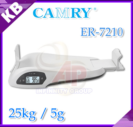 เครื่องชั่งน้ำหนักเด็กทารก เครื่องชั่งเด็กอ่อน พิกัด 25kg ค่าละเอียด 5g เครื่องชั่งดิจิตอล ตาชั่ง ยี่ห้อ CAMRY รุ่น ER-7210 พร้อมแถบวัดความยาวเด็ก