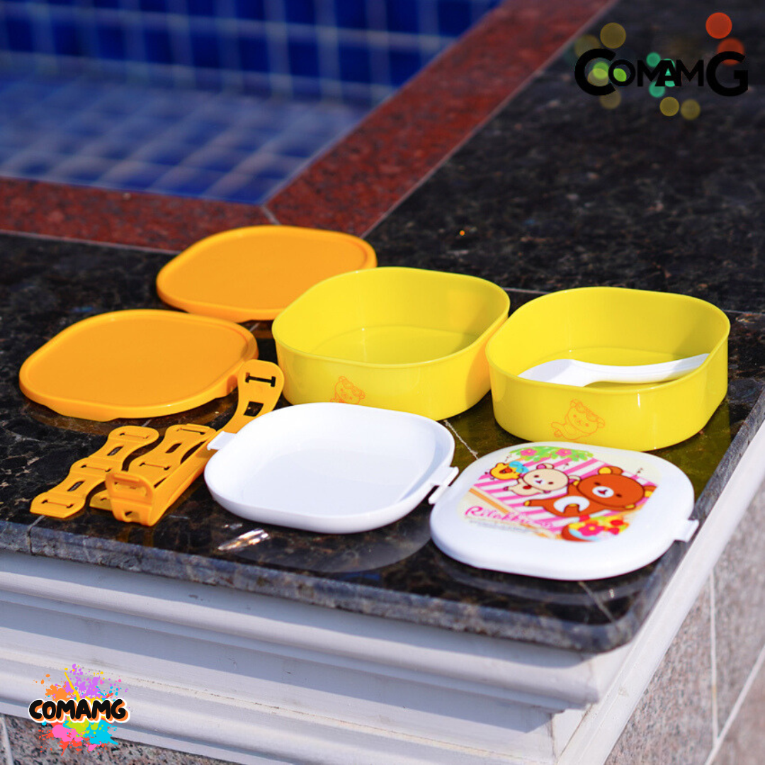 ปิ่นโต2ชั้น ลายการ์ตูน กล่องข้าว กล่องอาหาร2ชั้น