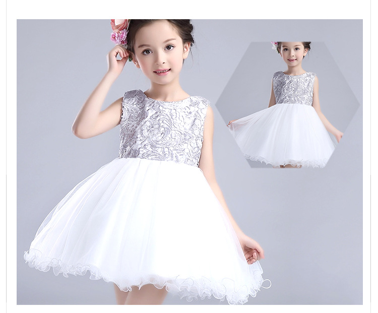 Gd3323- พร้อมส่งจากไทย ชุดเดรสออกงานเด็กสีขาว เด็กเล็ก-เด็กโต ทรงสั้นพองฟูสวย