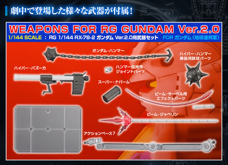 กันดั้ม Bandai Spirits Gunpla Premium Bandai Hobby Online Shop Limited RG 1/144 Weapon Set for RX-78-2 Gundam Ver.2.0