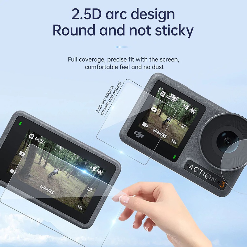 DJI Action 3 Tempered Glass Film ฟิล์มกระจกนิรภัย กันรอย คุณภาพ อย่างดี