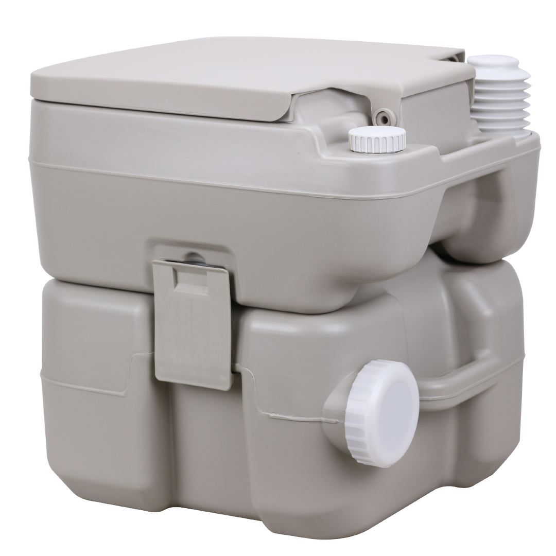 สุขาเคลื่อนที่ รุ่น P.3 รุ่นประหยัด ฝารองนั่งแบบวงกลม ความจุน้ำสะอาด 10 ลิตร ความจุของเสีย 20 ลิตร ฟรีสายฉีดชำระ