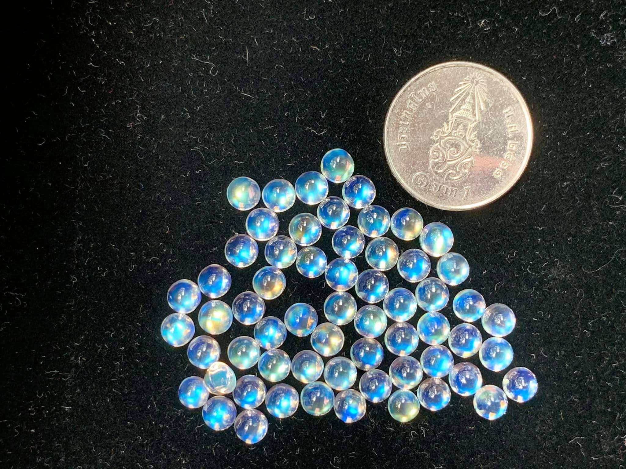 บลูมูนสโตนกลมหลังเบี้ย 4.5 mm. 1 กะรัต