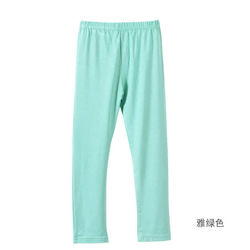 P1839 เลคกิ้งเด็กสีเขียว สีนุ่มนวลสวยเหมือนแบบ สีพื้นเรียบๆ คอตต้อนผสมสเปนเด็กซ์ ยืดหยุ่นแนบผิว