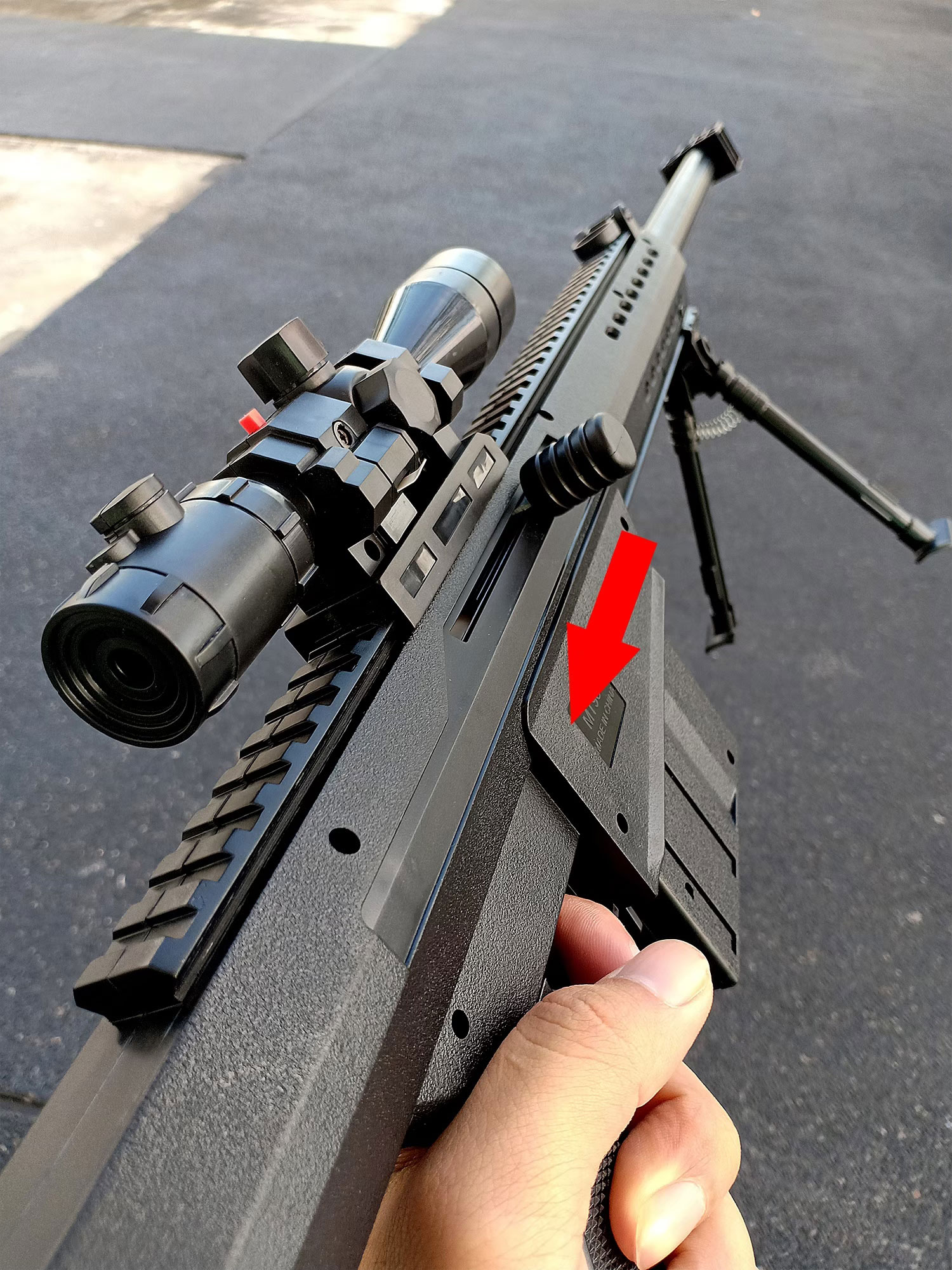 ปืนอัดลม ปืนสไนเปอร์อัดลม สีดำ ยิงแรง ลำกล้องติดเลเซอร์ บอดี้พลาสติกแข็ง ขนาดใหญ่ รุ่น MT.988