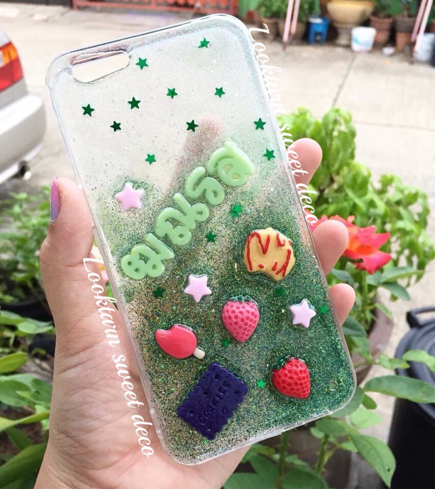 เคสกากเพชรขาว เขียวเข้ม อัการสีเขียวอ่อน
