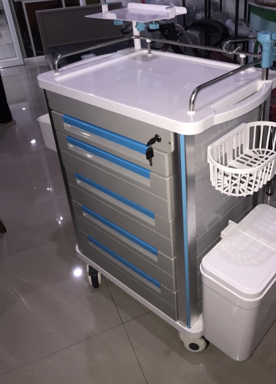รถเข็นพยาบาลฉุกเฉินช่วยชีวิต Emergency Cart มีที่สำหรับตั้ง Laptop รุ่น SL-F09-1